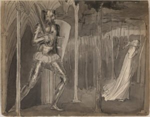 Lady fleeing knight